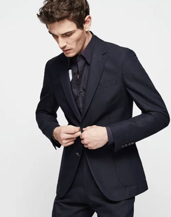 Reiss Cotton-Blend Navy Blazer