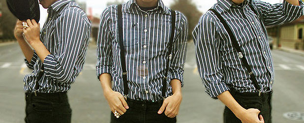 Casual outfit with on sale suspenders