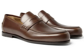 brown leather loafers