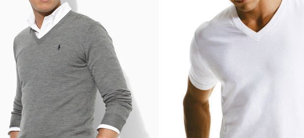men's wardrobe essentials: Grey sweater and a white T-shirt