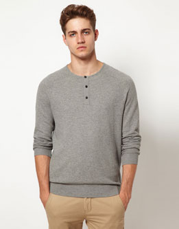 supporting pieces: Grey sweater and camel chinos