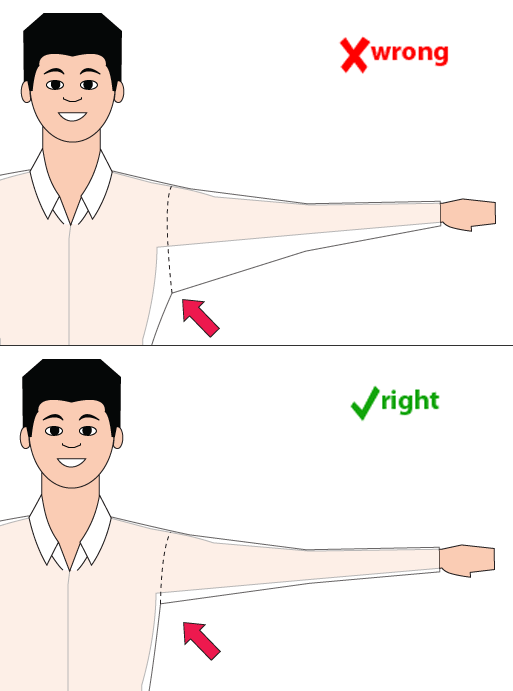 illustration of proper armholes