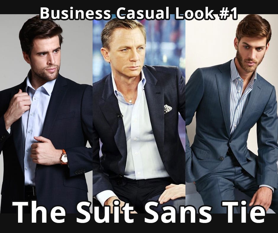 Men wearing suits without a tie