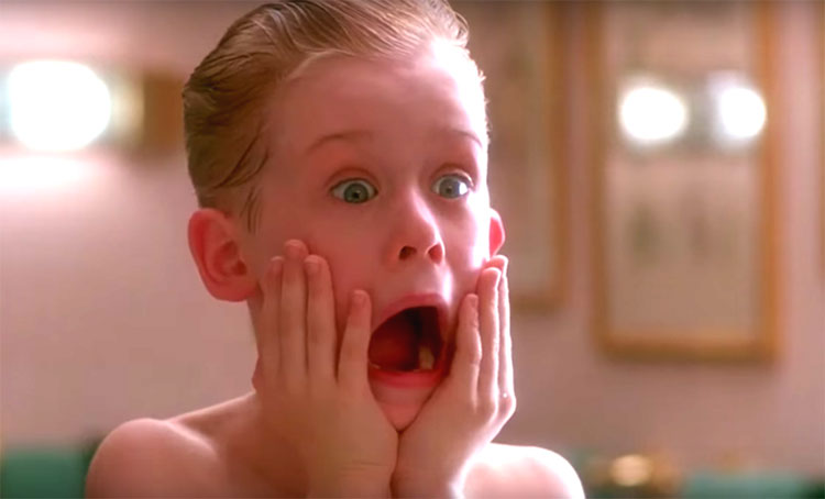 Kevin from Home Alone applying aftershave