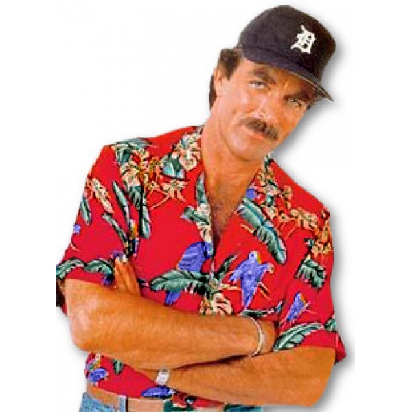 Magnum PI in a Hawaiian shirt