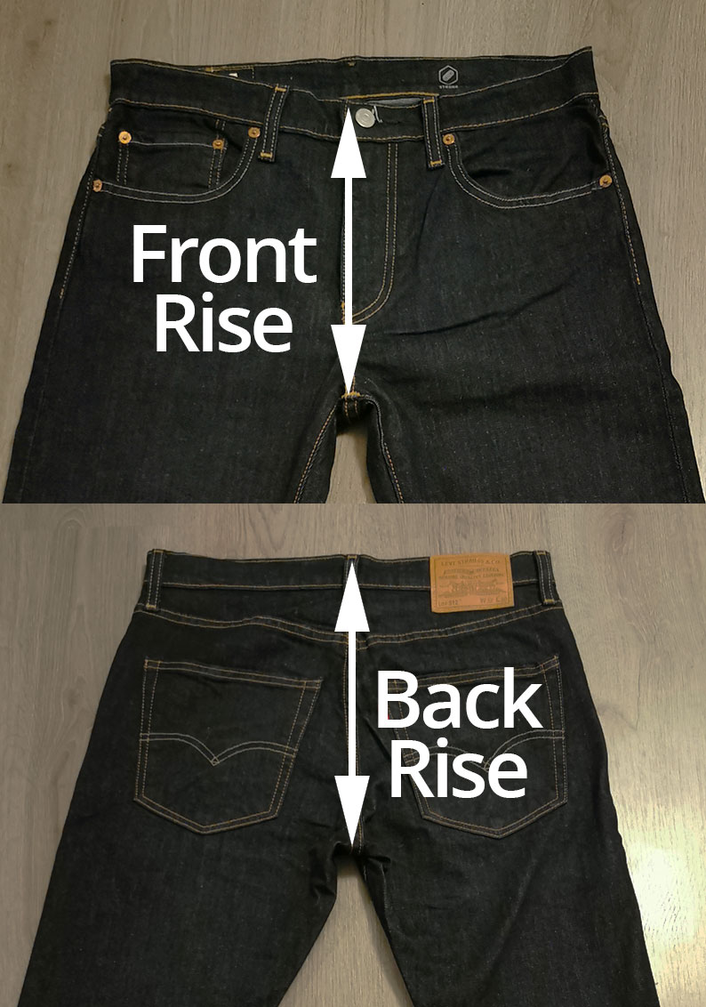 Front rise and back rise of jeans