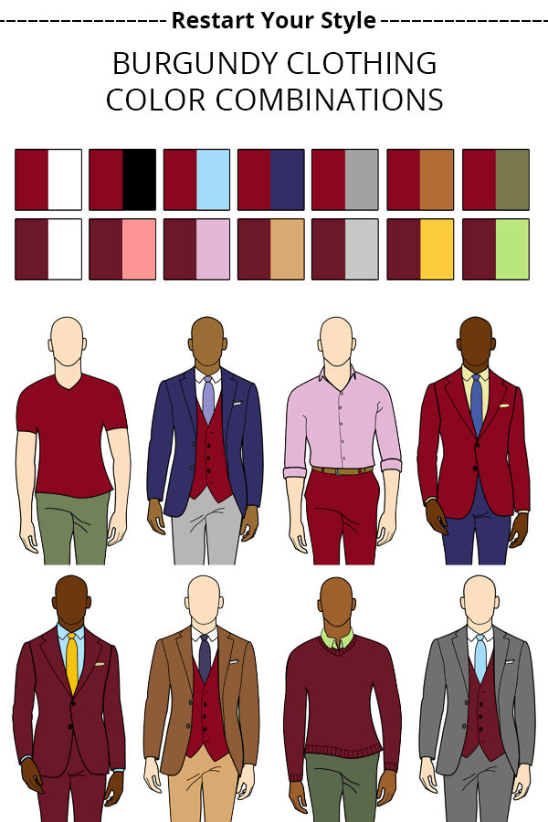 examples of burgundy clothing color combinations