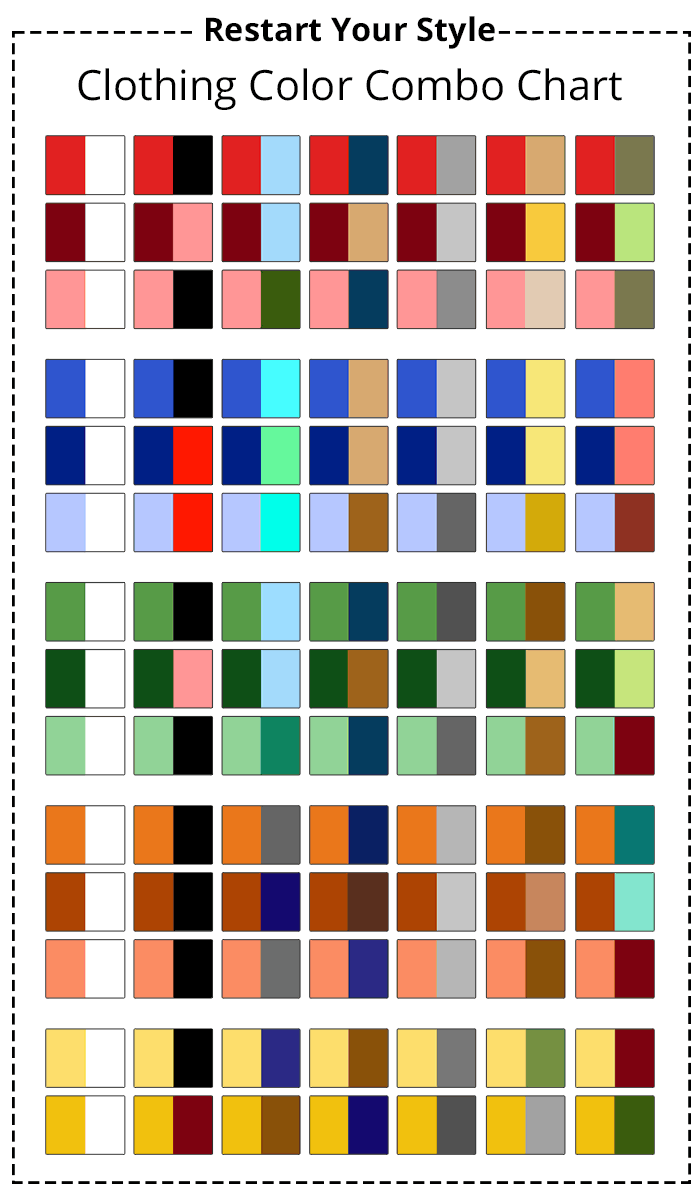 color combination chart detailing what colors go together