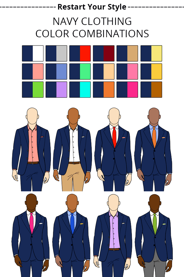 examples of navy clothing color combinations