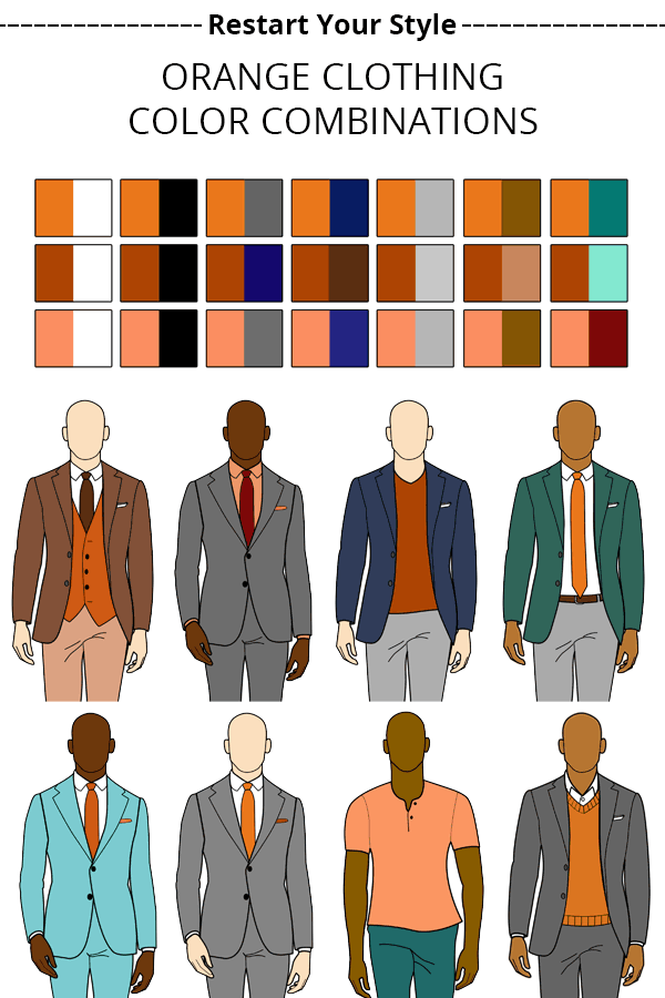 examples of orange clothing color combinations