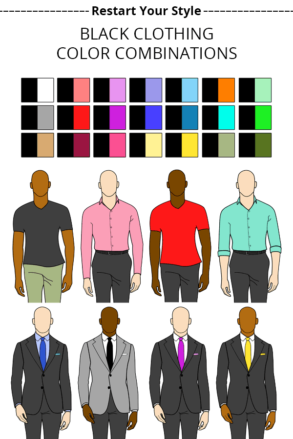 examples of black clothing color combinations