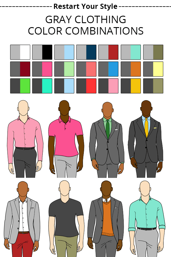 examples of gray clothing color combinations