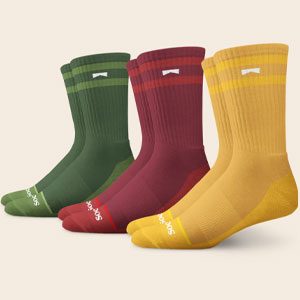 red,green and yellow athletic sock pack