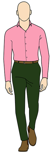 dark green pants with pink shirt