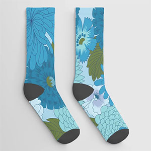 Blue flower socks