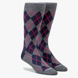 gray pink argyle socks