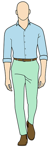 light green pants with blue shirt