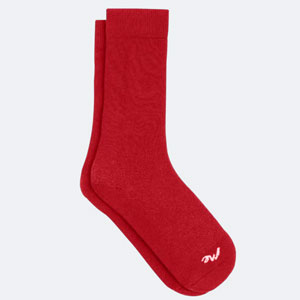 red colored crew socks