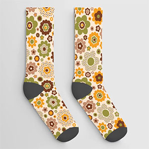 retro flower print socks