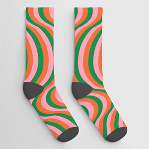 retro psychedelic print socks