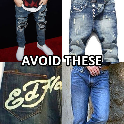 ripped jeans, acid-wash jeans, faded jeans, branded jeans