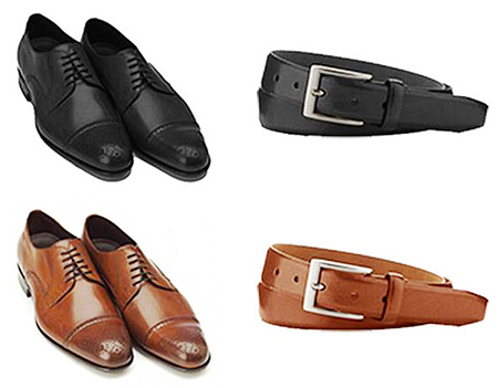 matching black shoes with black belt, brown shoes with brown belt