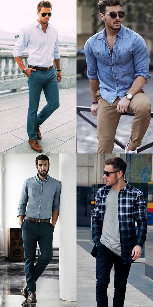 Shirt with cheap grey chinos