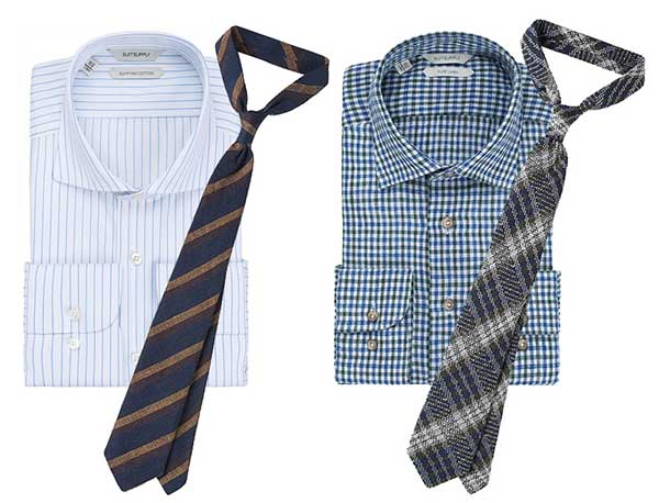 subtle stripe shirt with bold striped tie, small check shirt with large check tie