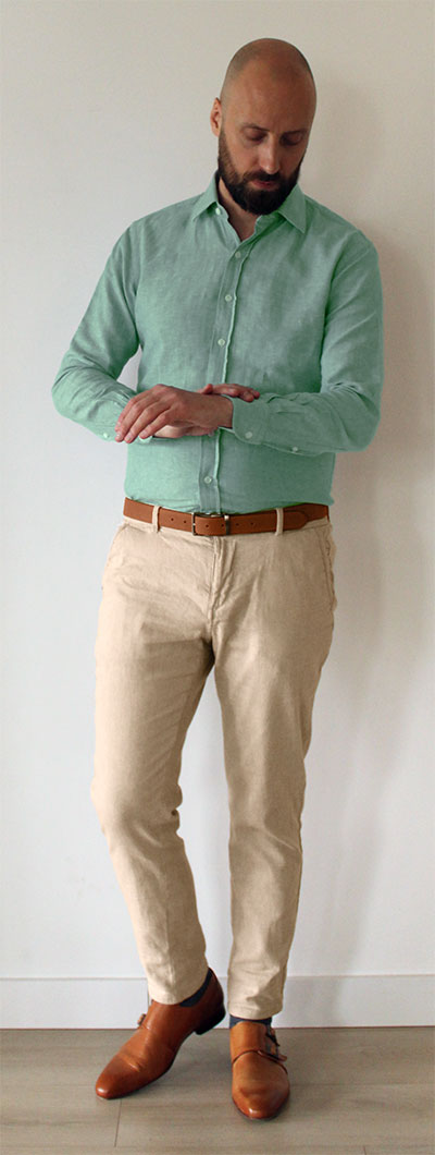 Light Blue Denim Shirt and Khaki Trouser Combo  varuntest