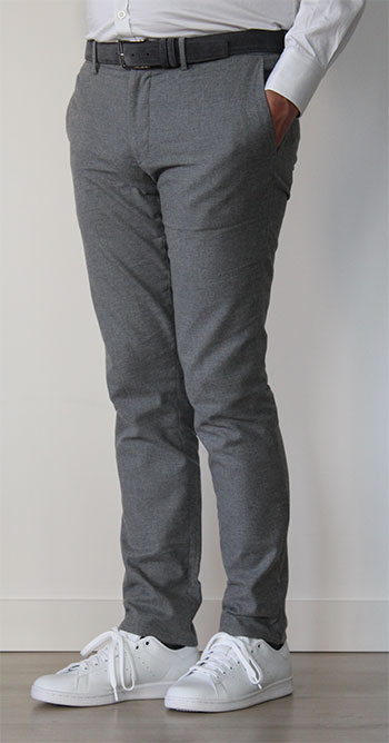 Grey pants with white hot sale shoes