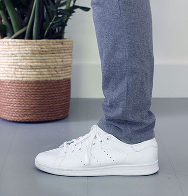 Grey pants and white hot sale shoes