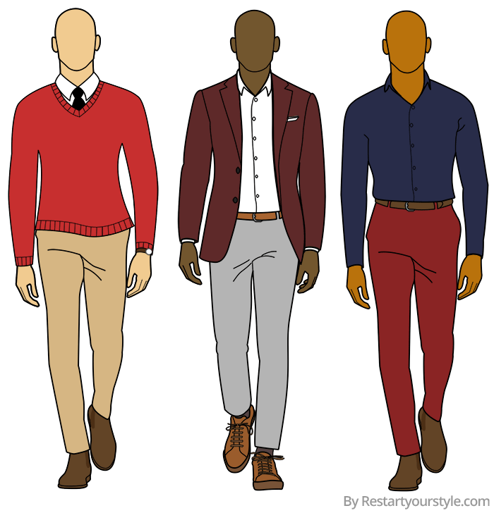 men wearing red with neutral outfit combinations